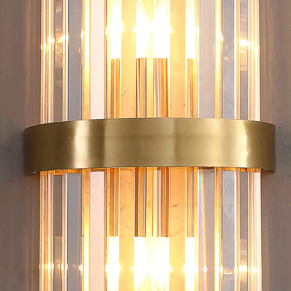 Luxury Gold LED Wall Sconce with Cascading Crystal Glass
