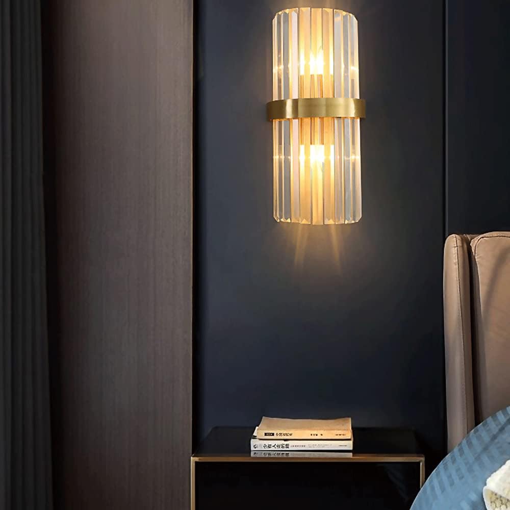 Luxury Gold LED Wall Sconce with Cascading Crystal Glass