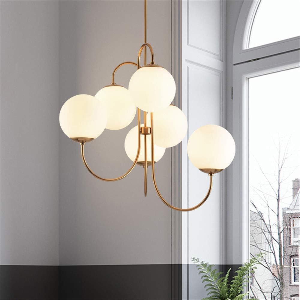 Elegant Chandelier with Golden Branches and Glass Globe