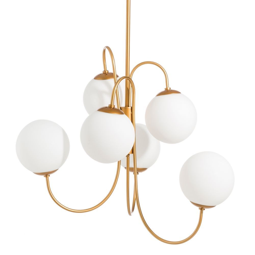 Elegant Chandelier with Golden Branches and Glass Globe