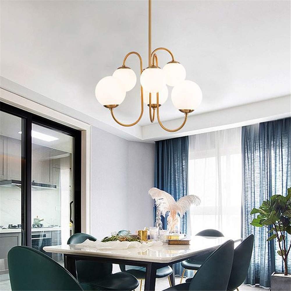 Elegant Chandelier with Golden Branches and Glass Globe