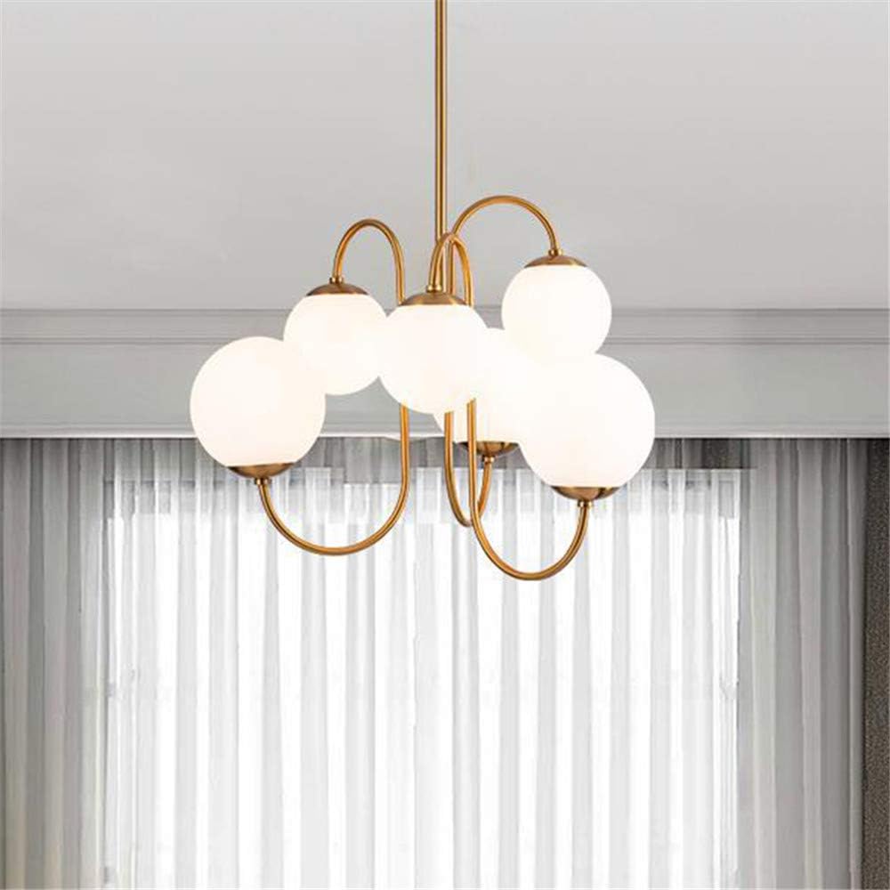 Elegant Chandelier with Golden Branches and Glass Globe