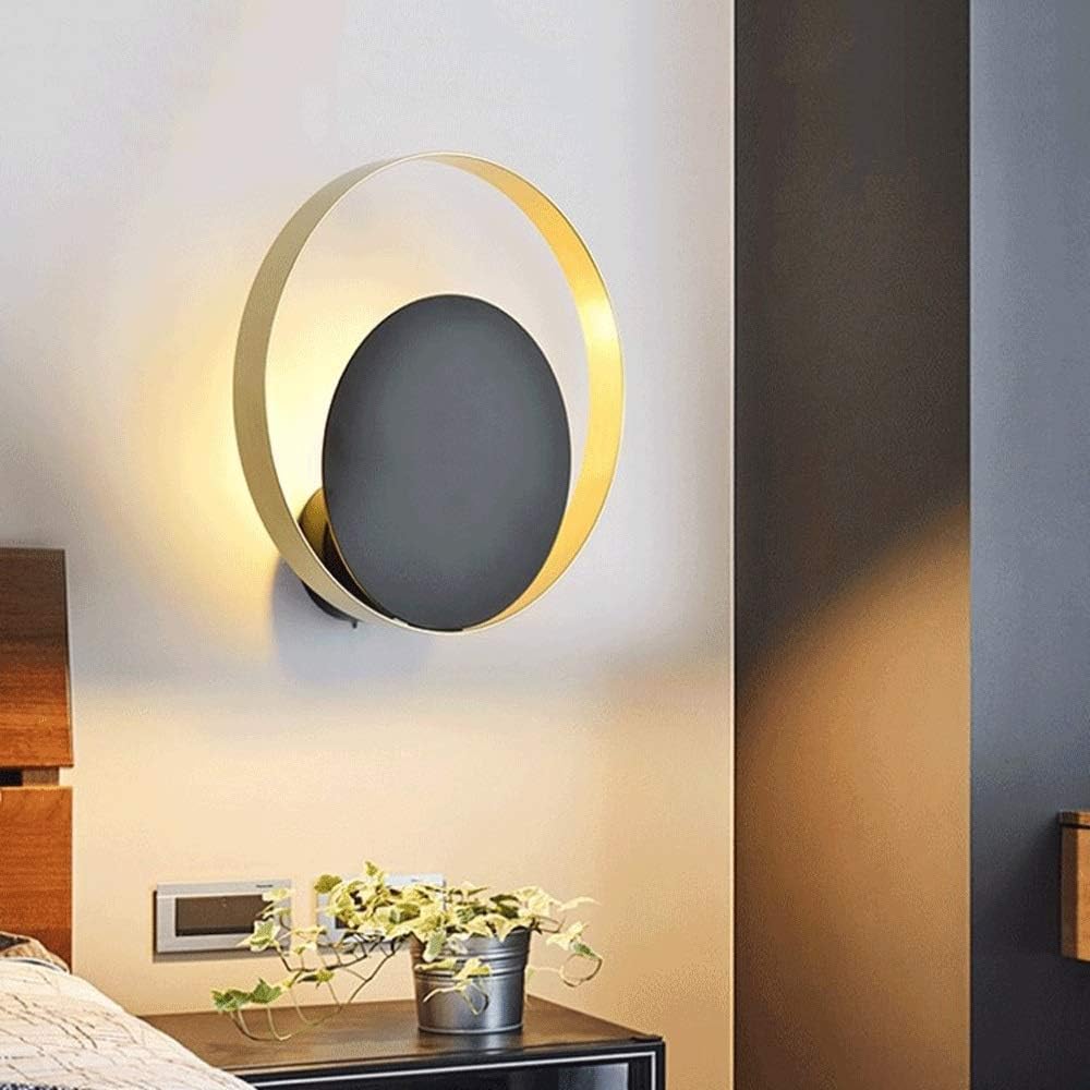 Modern Black and Gold Round LED Wall Sconce