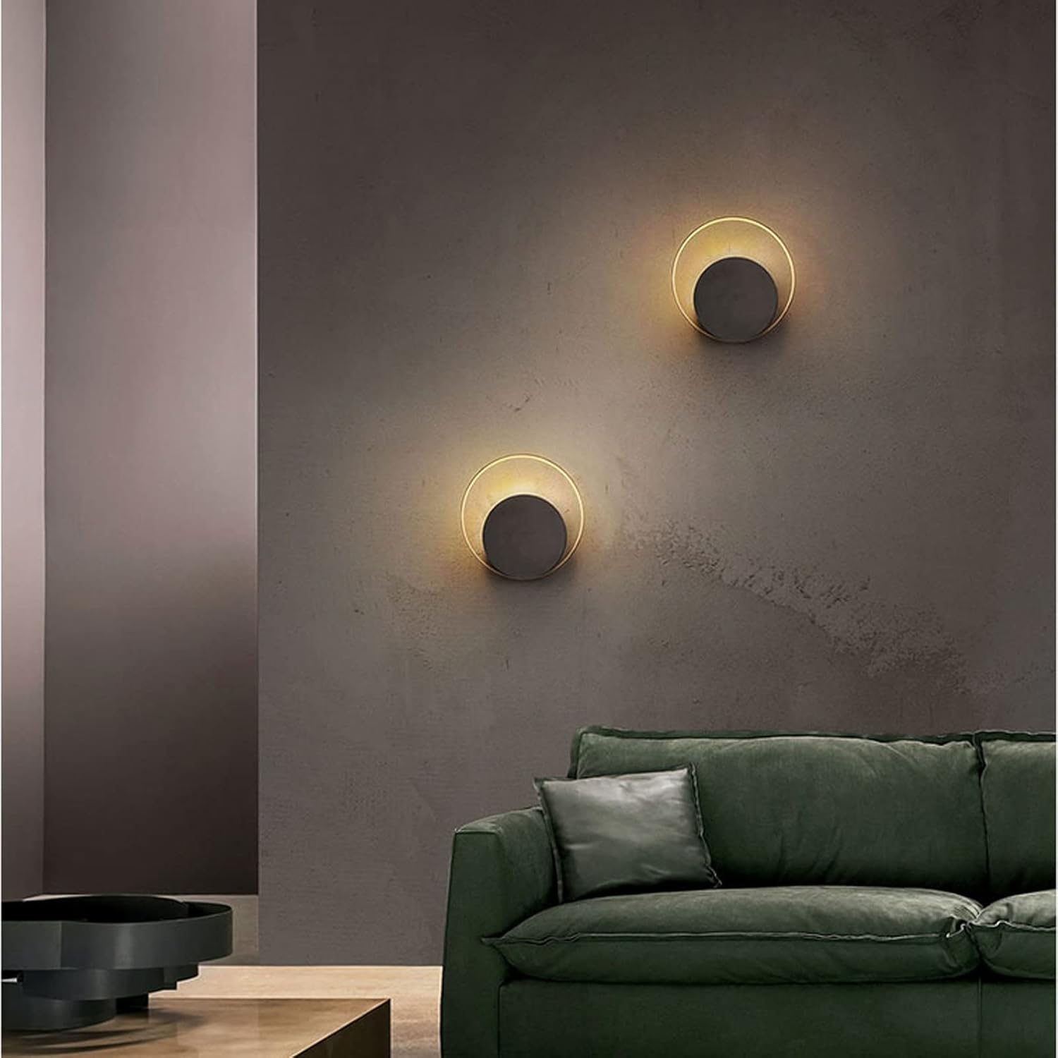 Modern Black and Gold Round LED Wall Sconce
