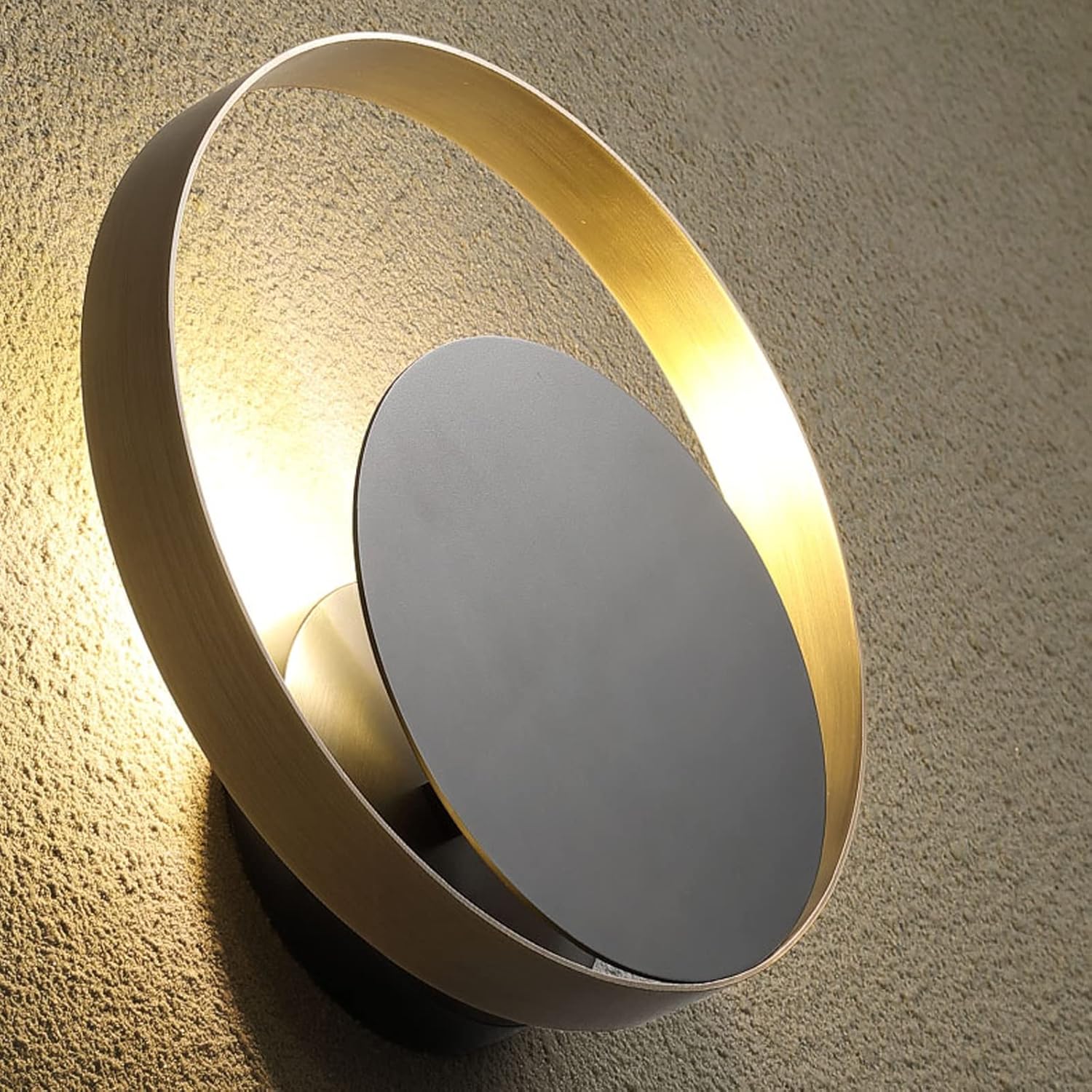 Modern Black and Gold Round LED Wall Sconce