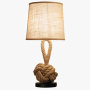 Fabric Shade Nightstand Lamp with Rope Base