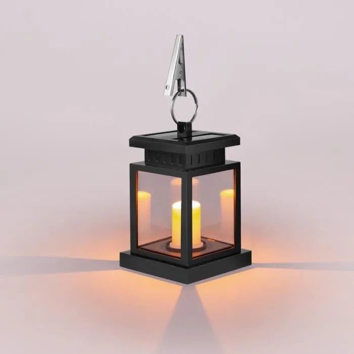 Solar LED Candle Lantern for Outdoor Garden Lighting with Hook