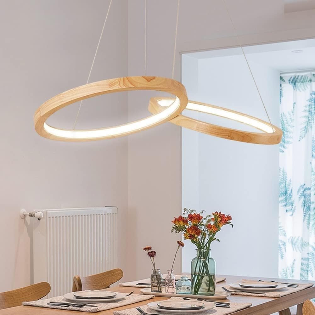 LED Circular Wooden Chandelier
