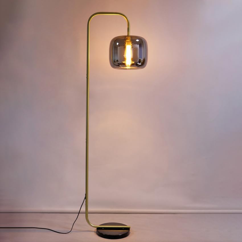 Modern Floor Lamp with Smoked Glass Sphere - Stone Design