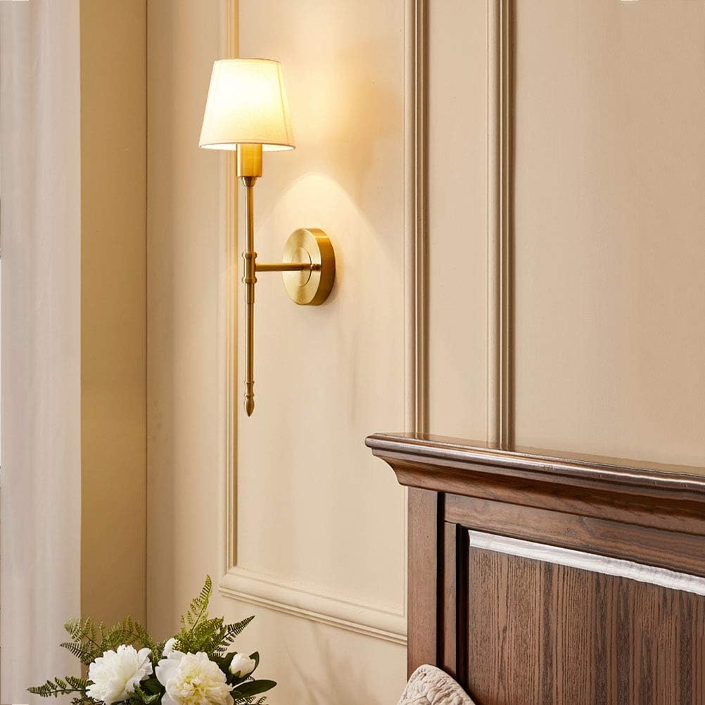 Gold Wall Sconce with Fabric Shade