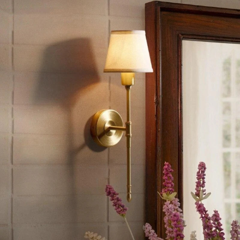 Gold Wall Sconce with Fabric Shade