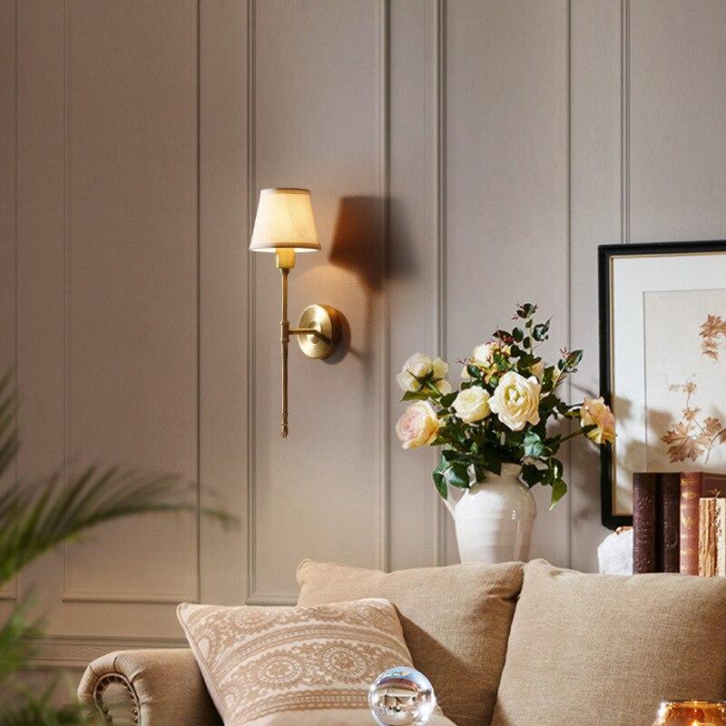 Gold Wall Sconce with Fabric Shade