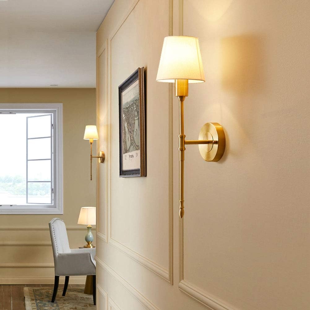 Gold Wall Sconce with Fabric Shade