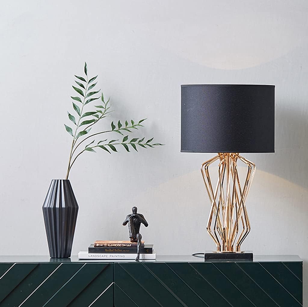 Gold Floor Table Lamp with Fabric Shade