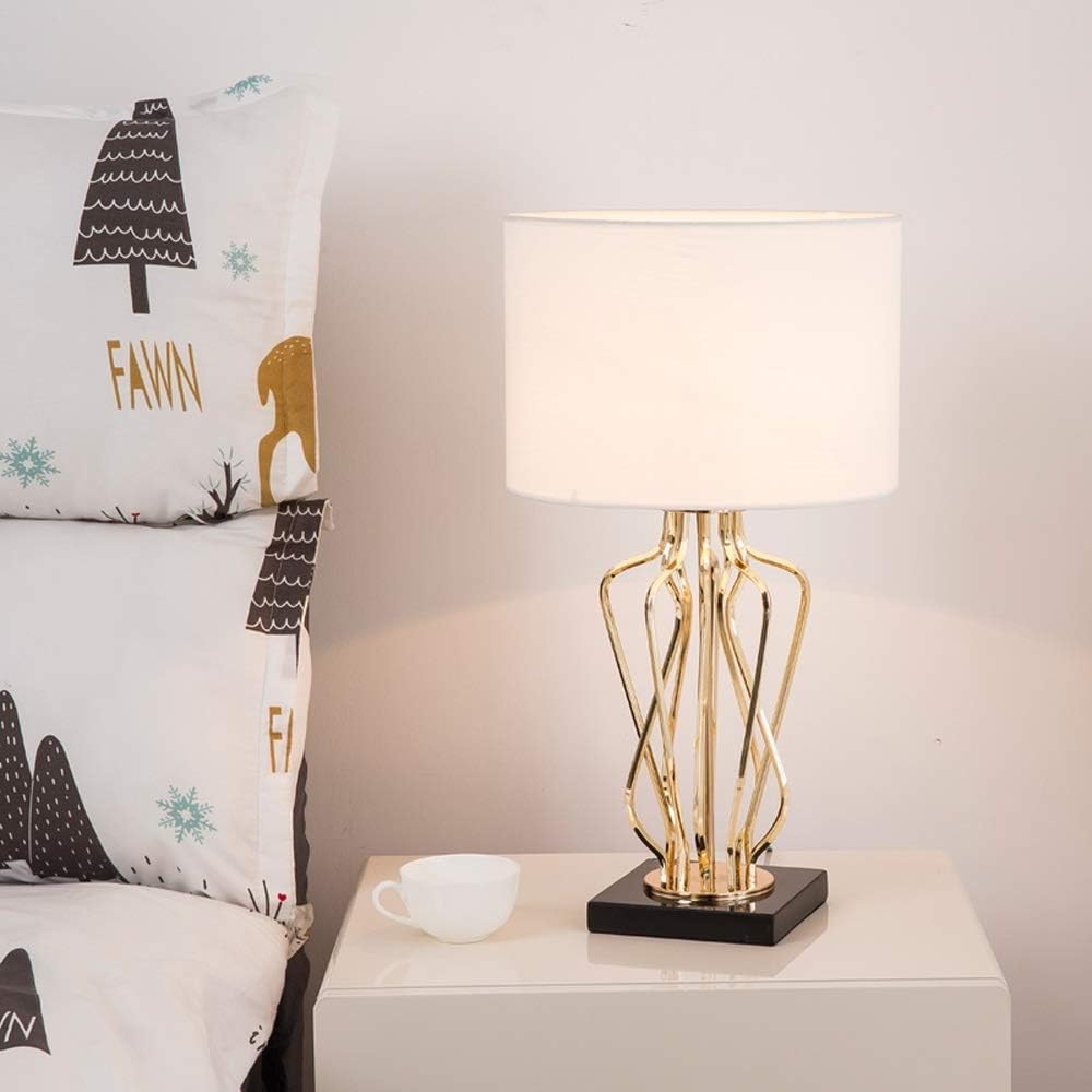Gold Floor Table Lamp with Fabric Shade