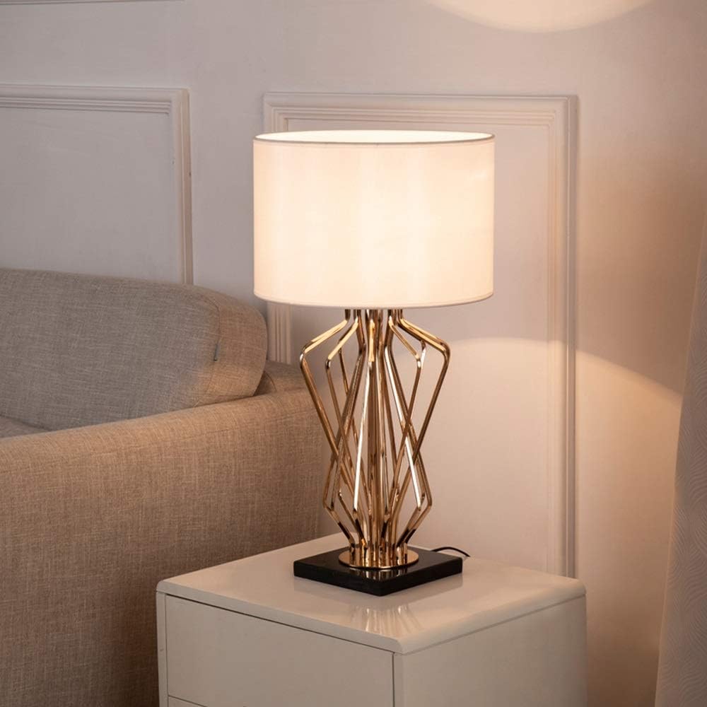 Gold Floor Table Lamp with Fabric Shade