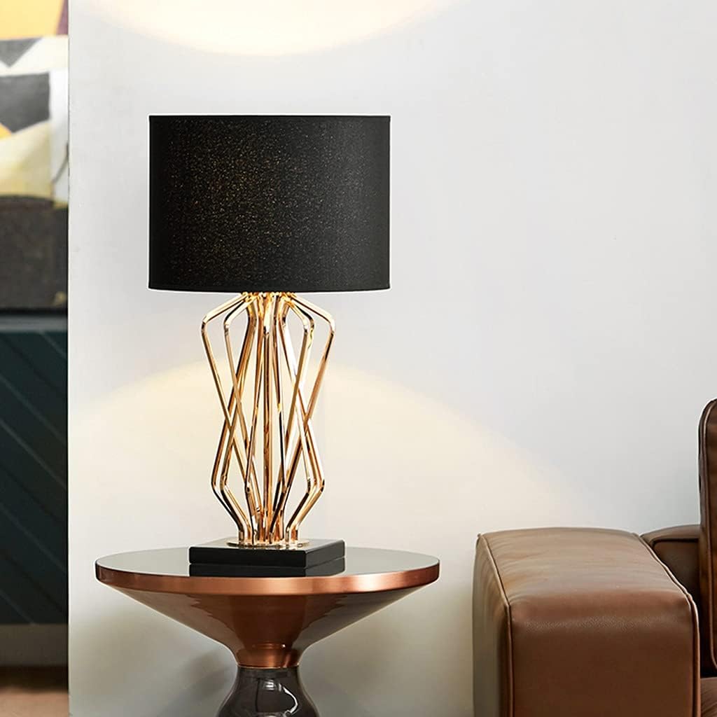 Gold Floor Table Lamp with Fabric Shade
