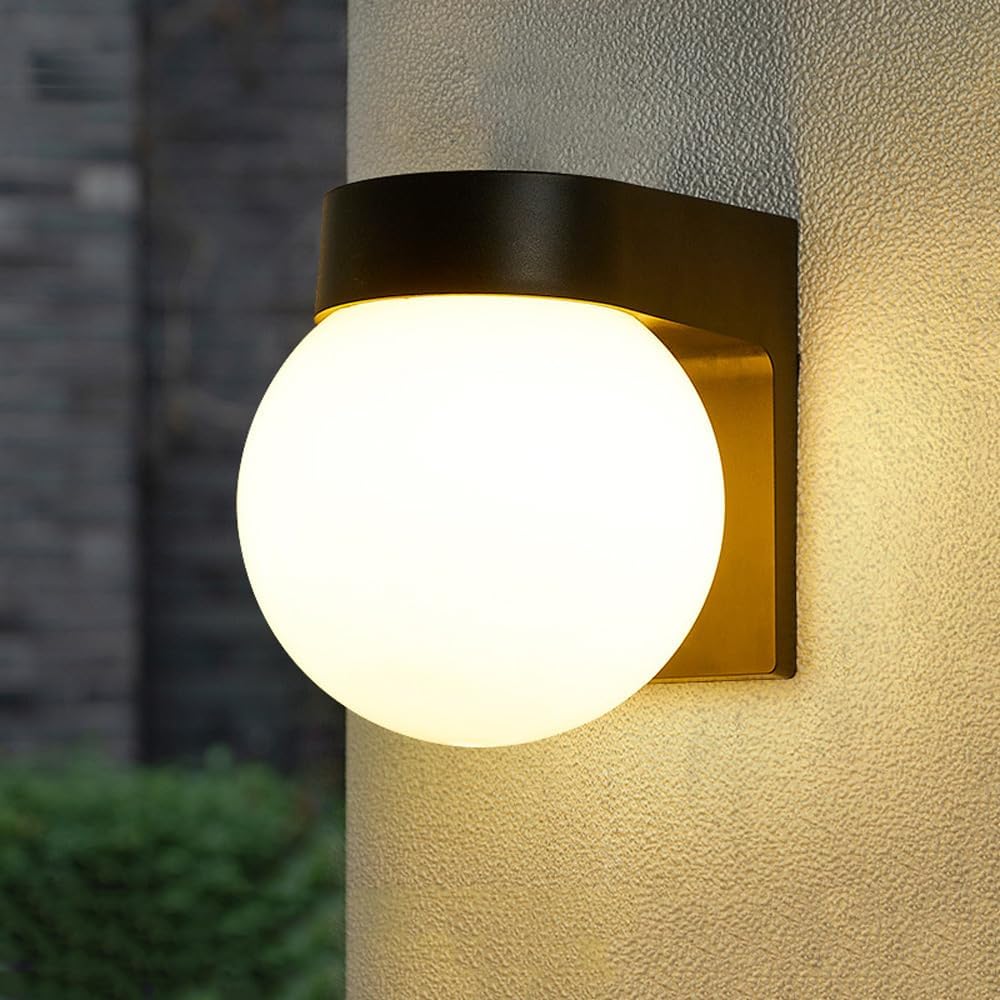 LED Outdoor Acrylic Ball and Base Wall Light