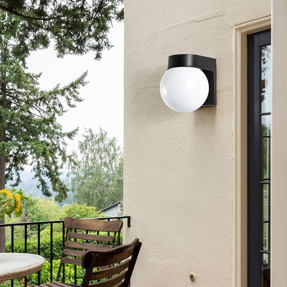 LED Outdoor Acrylic Ball and Base Wall Light
