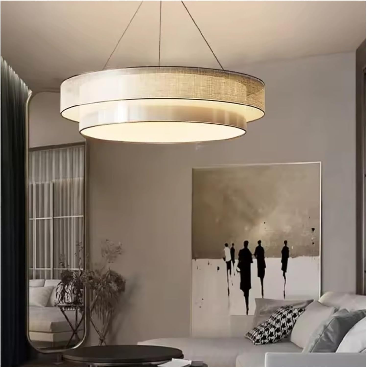 Round Chinese Style Circular Pendant Light for Zen Living Room, Bedroom, Study, and Dining Room