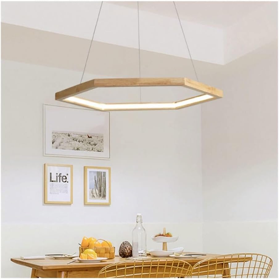 Hexagonal Wood LED Pendant Light