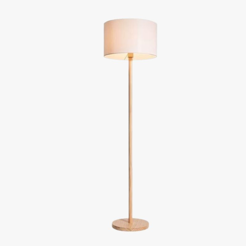Fabric Shade Floor Lamp with Wooden Base