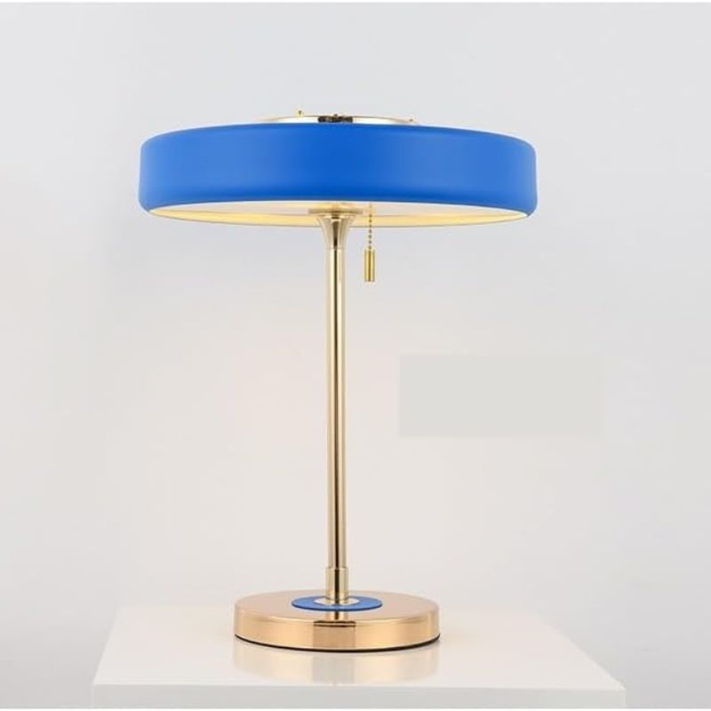 Gold Table Lamp with Black Metal Cylindrical Shade
