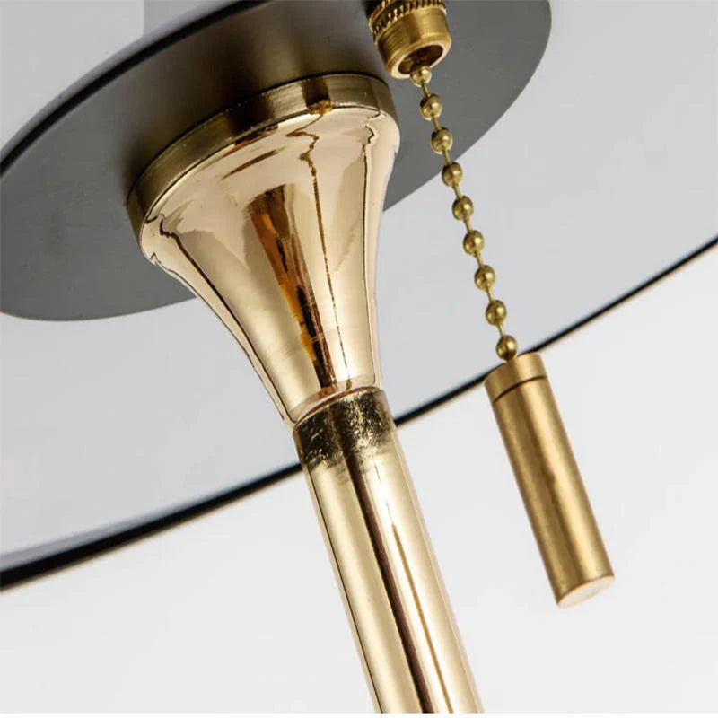 Gold Table Lamp with Black Metal Cylindrical Shade