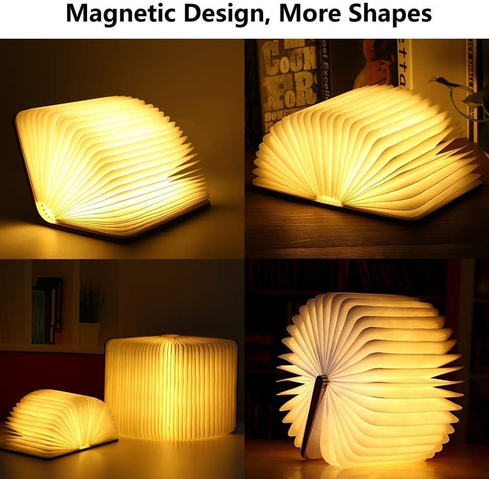 3D pliant créatif LED veilleuse RGB couleur USB Recharge en bois livre lumière décor chambre bureau lampe de Table pour enfant cadeau d'anniversaire