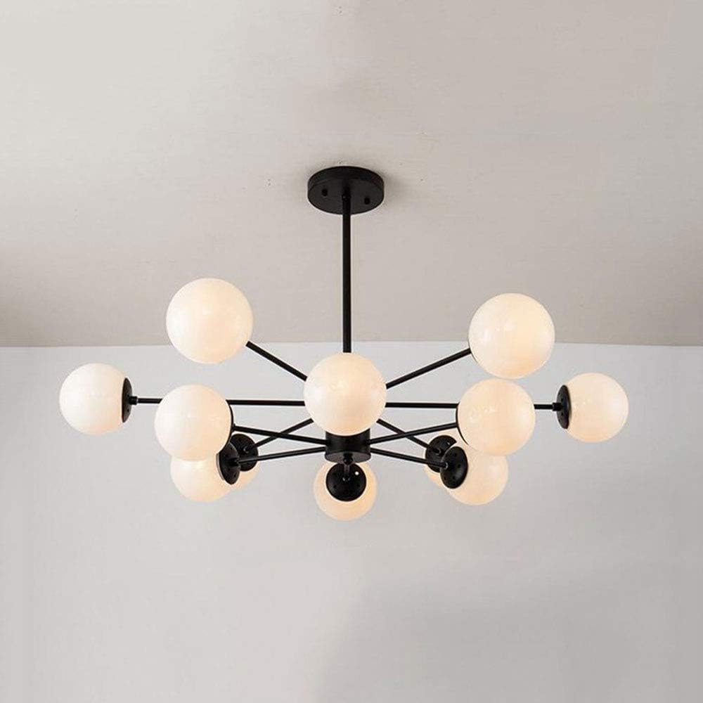 Black Multi-Branch Vintage Glass Chandelier