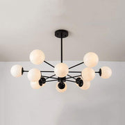 Black Multi-Branch Vintage Glass Chandelier
