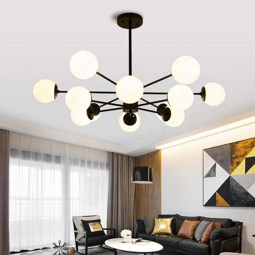 Black Multi-Branch Vintage Glass Chandelier