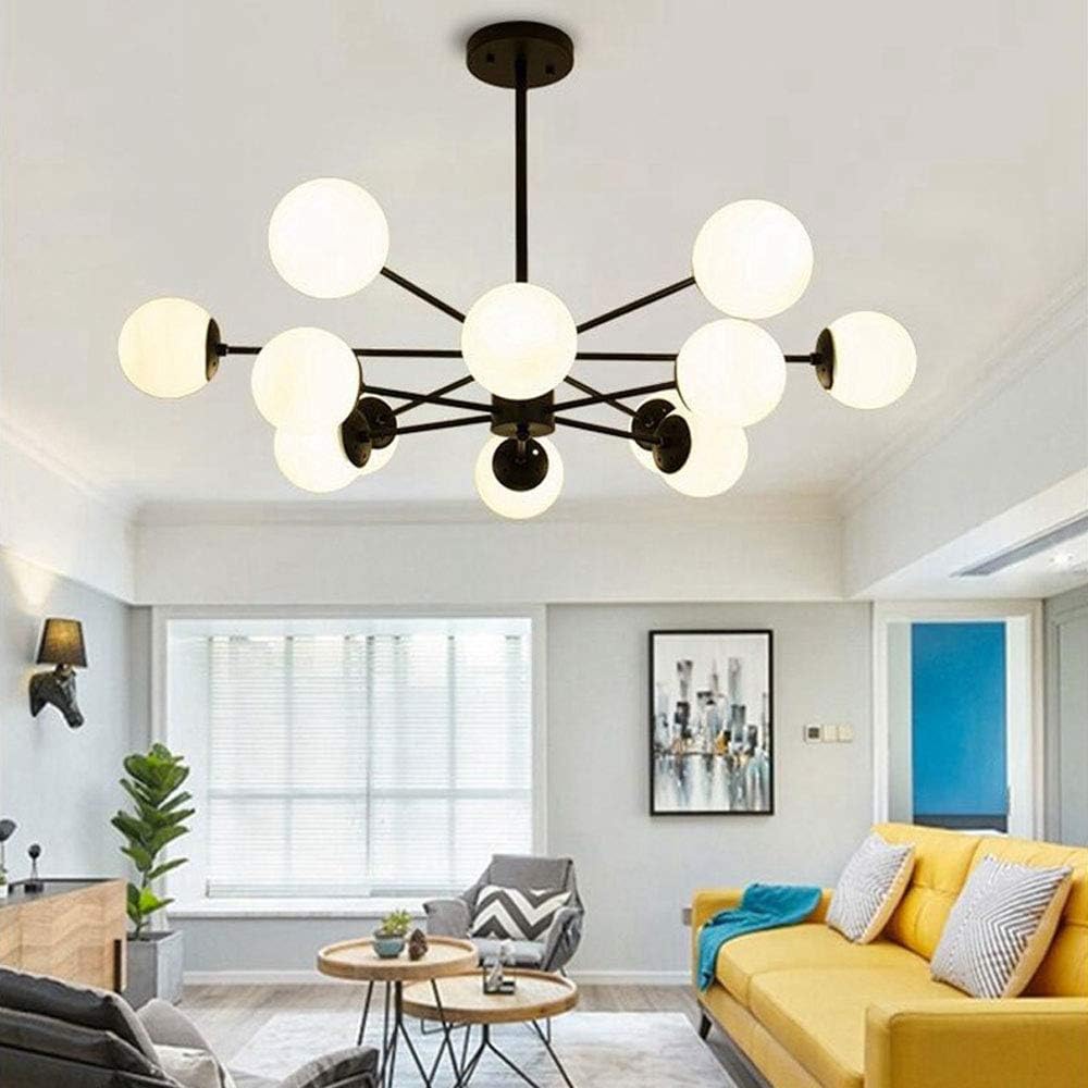 Black Multi-Branch Vintage Glass Chandelier