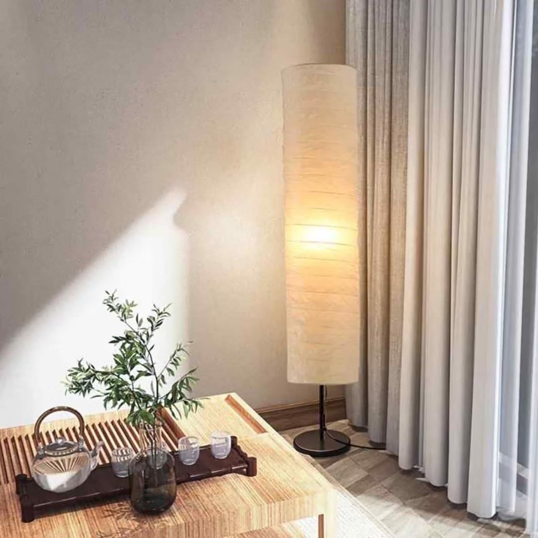 Modern Floor Lamp with Cylindrical Paper Shade