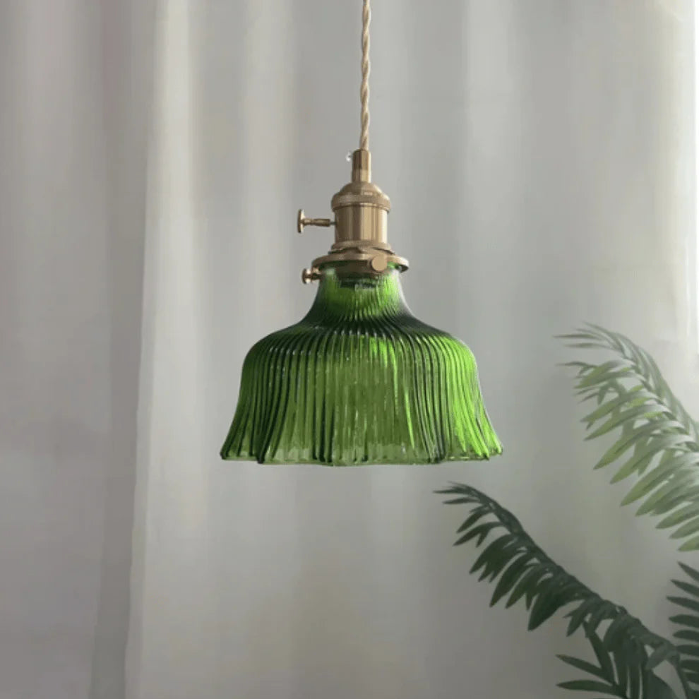 Scandinavian Green Glass Pendant Light