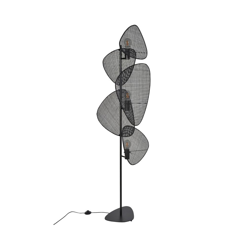 French Designer Woven Rattan Floor Lamp