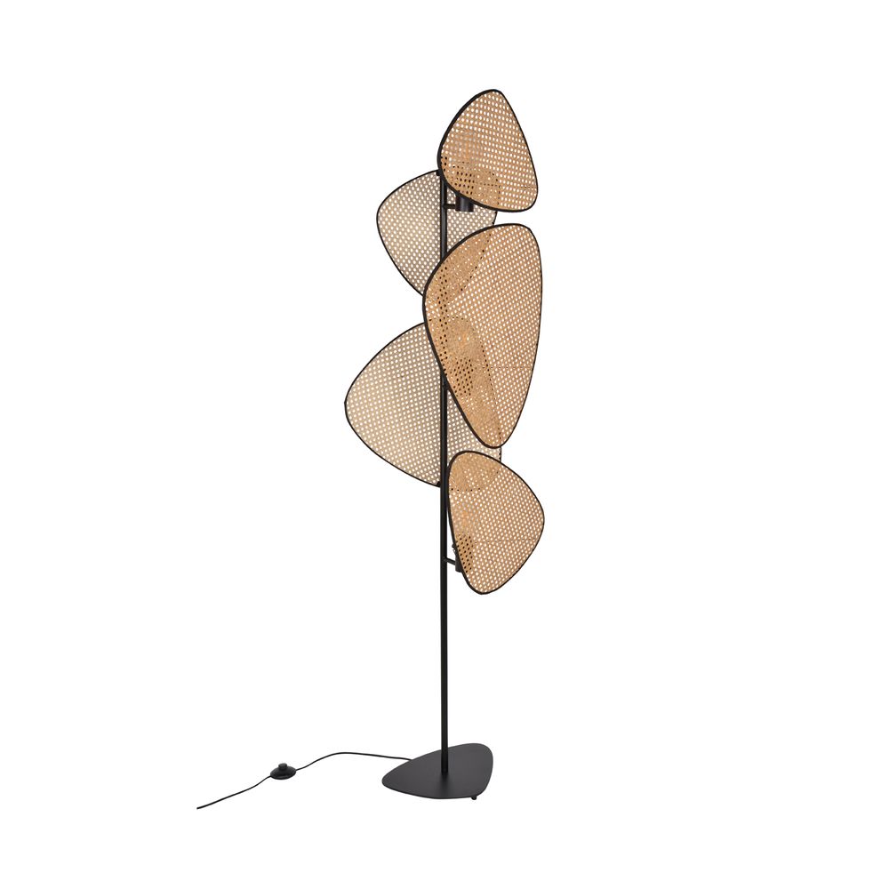 French Designer Woven Rattan Floor Lamp