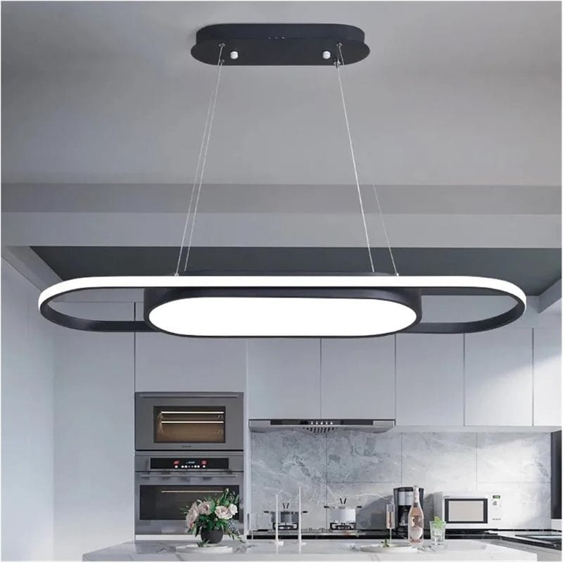 90cm LED Pendant Light with Rounded Edges for Dining Black Norenza