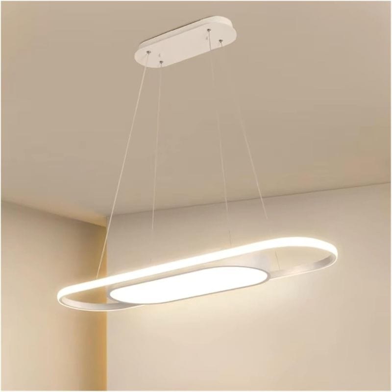 90cm LED Pendant Light with Rounded Edges for Dining White Norenza