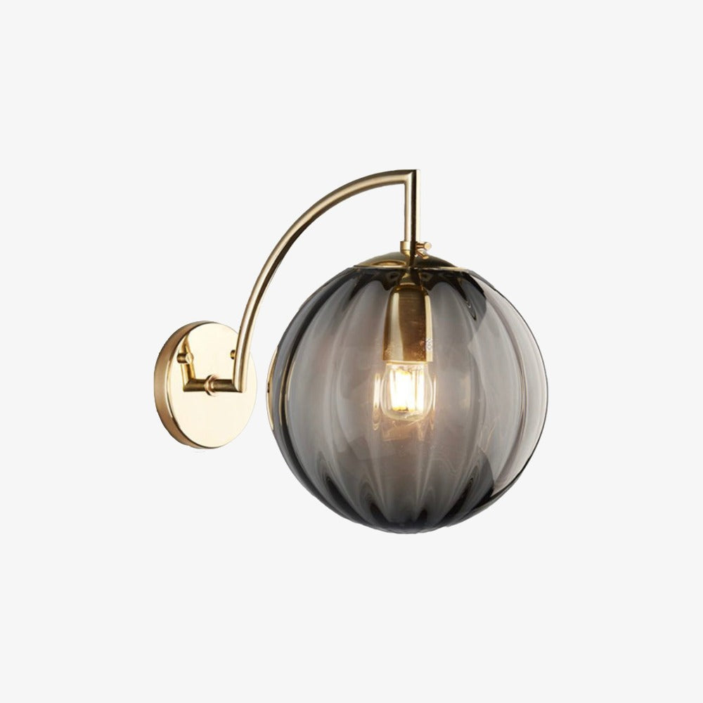 Gold LED Wall Sconce with Smoke Glass Ball