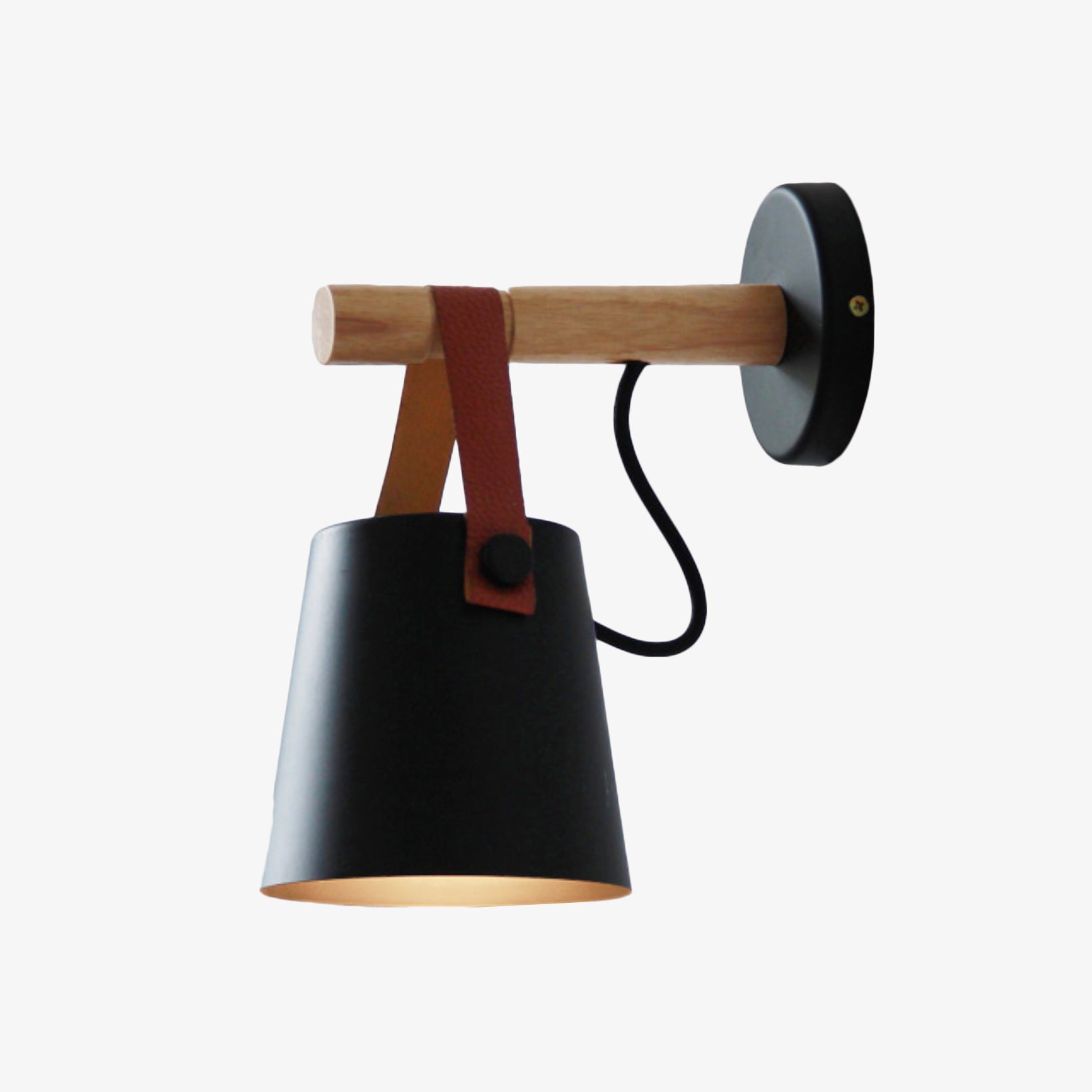 Wooden LED Wall Sconce with Hanging Shade