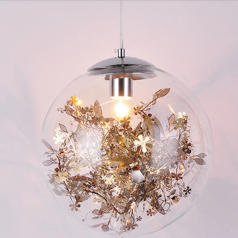 Kevin Reilly Gold Flower Glass LED Pendant Light