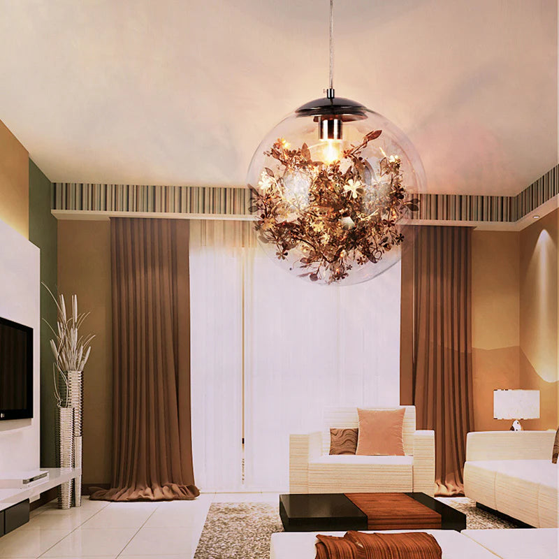 Kevin Reilly Gold Flower Glass LED Pendant Light