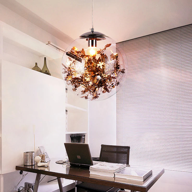 Kevin Reilly Gold Flower Glass LED Pendant Light