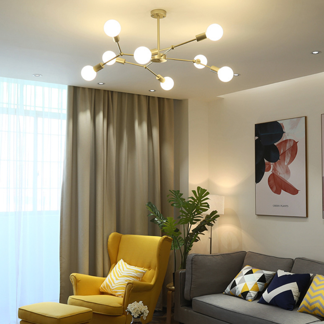 Industrial LED Chandelier with Multiple Metal Branches Rally