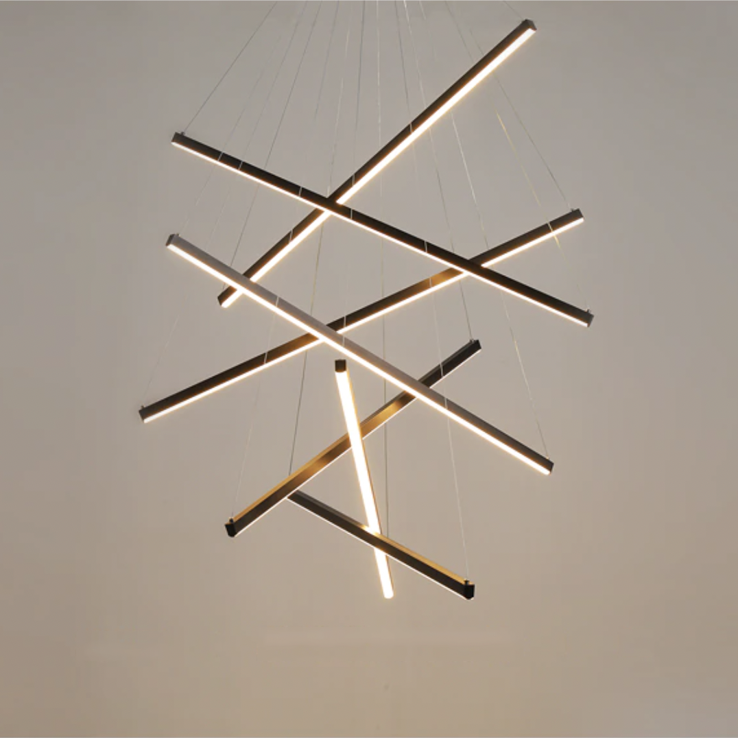 Solana LED Chandelier with Illuminated Metal Strips