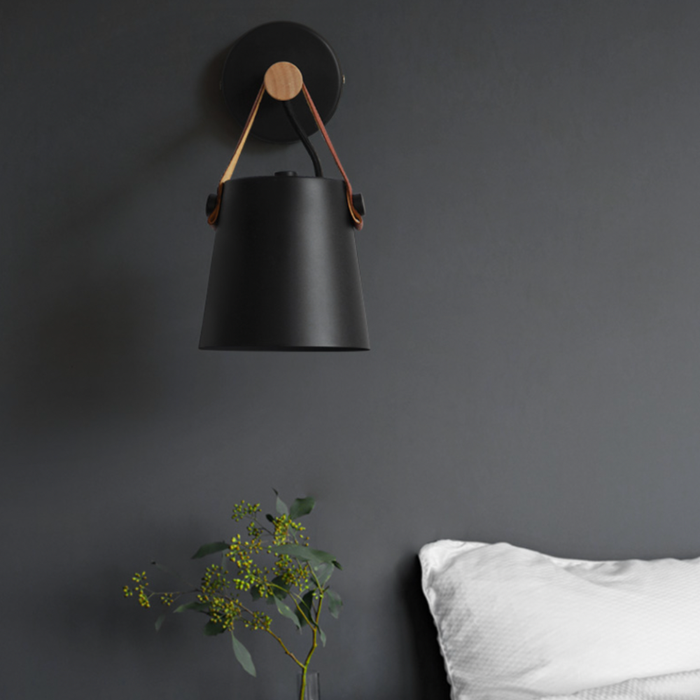 Wooden LED Wall Sconce with Hanging Shade