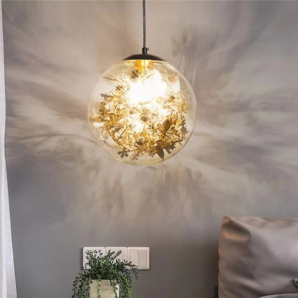 Kevin Reilly Gold Flower Glass LED Pendant Light