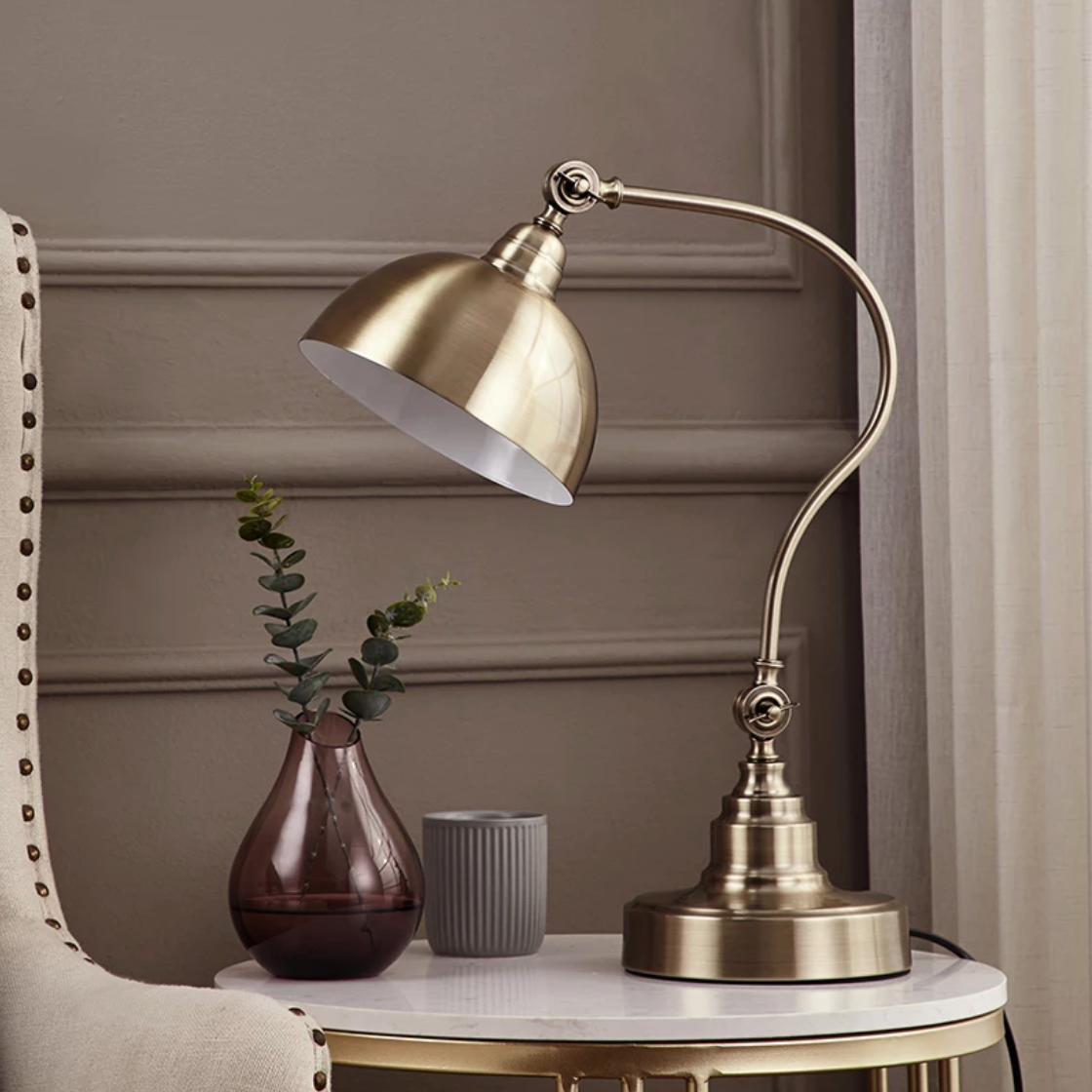Rustic Gold Punk LED Desk or Nightstand Lamp