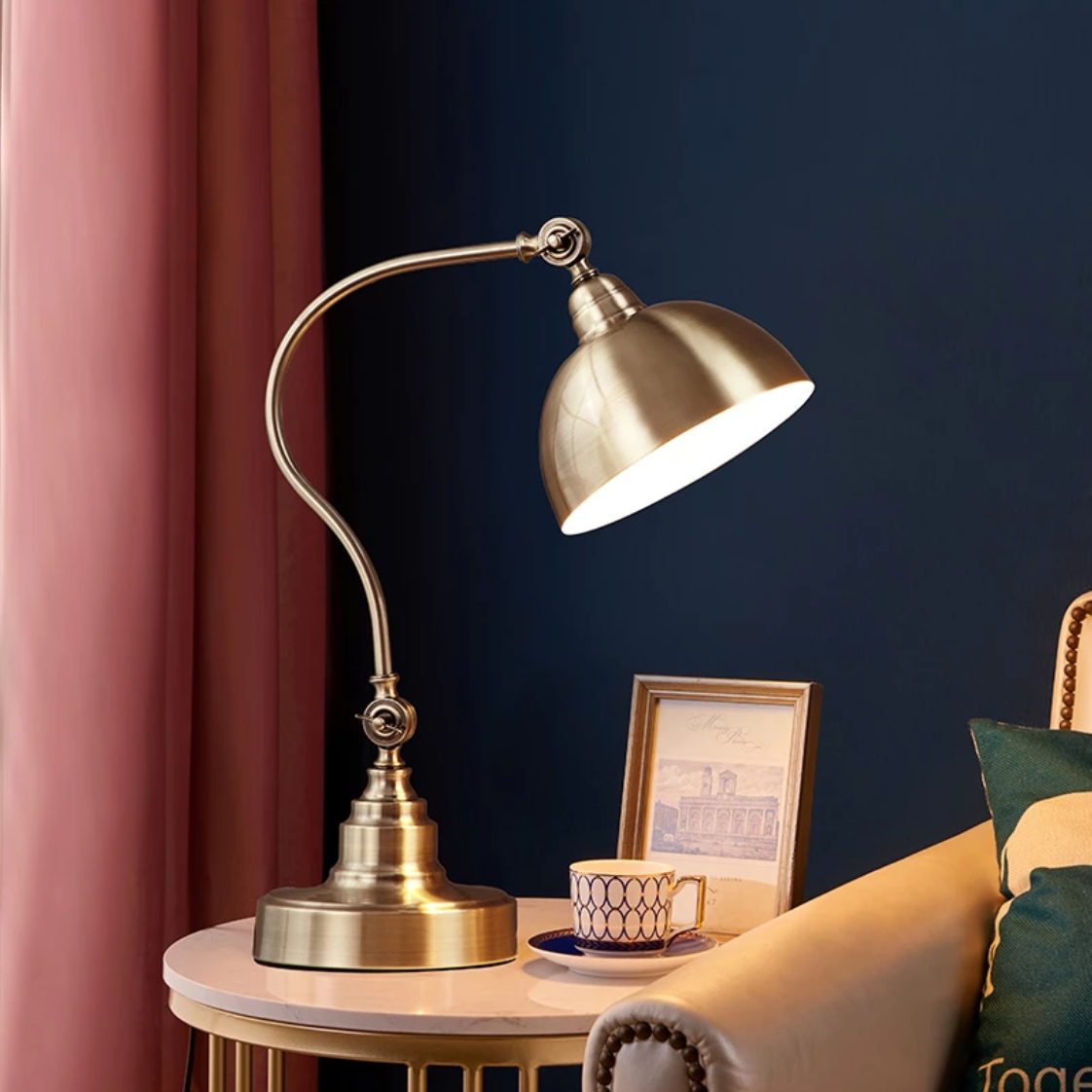 Rustic Gold Punk LED Desk or Nightstand Lamp